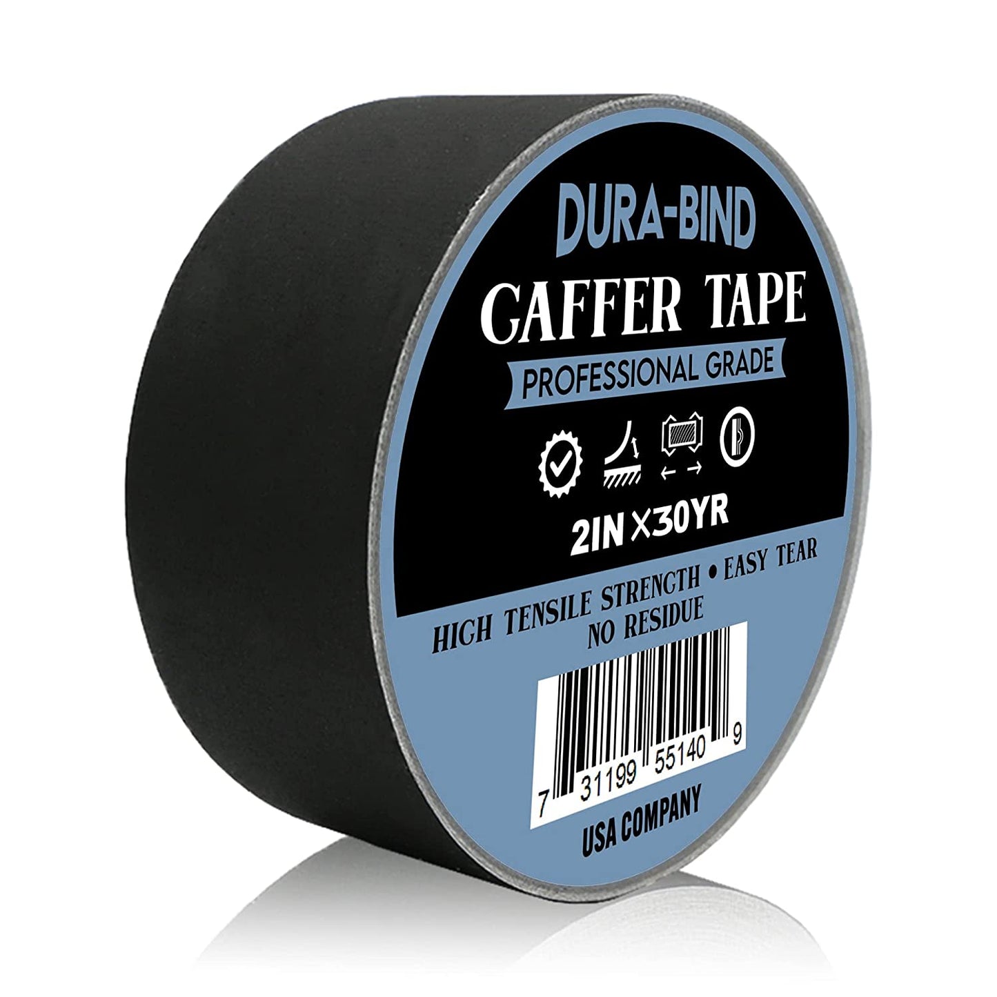 Office Deed Black Gaffers Tape 2 inch X 30 Yard, Professional Grade Gaffer  Tape, Non-Reflective, No Residue, Hand Tear, Waterproof, Matte Gaffer Black